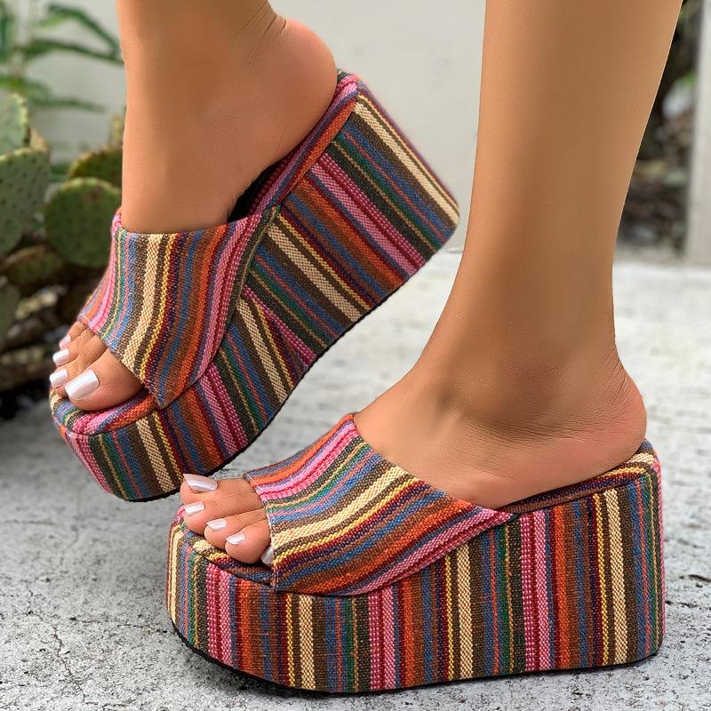 

Fashion Women Wedges Platform Slippers Fashion New Open Toe Sandals Designer 2025 Summer Shoes Trend Brand Woman Flip Flops Party Pumps 42