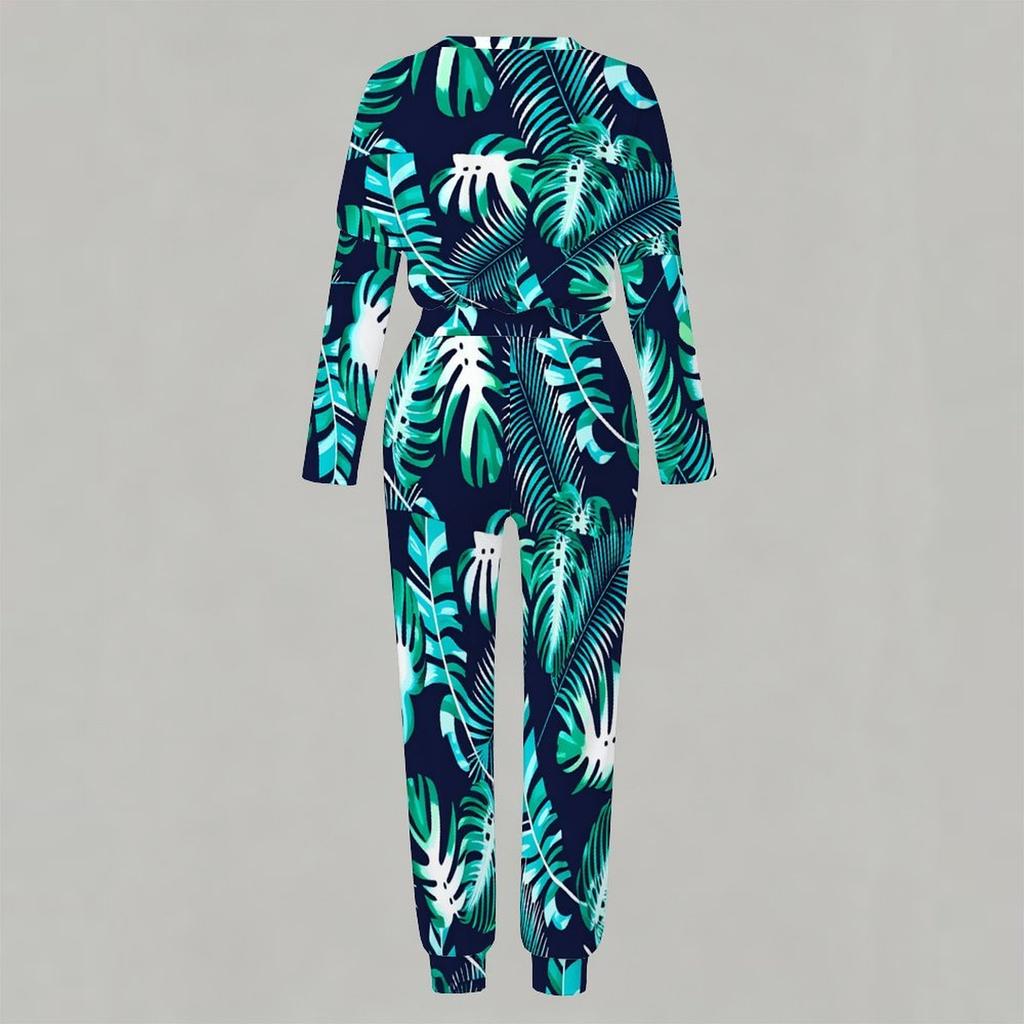 Women Crew Neck Long Sleeve Top And Straight Trousers Two Piece Comfortable Daily Matching Outfit