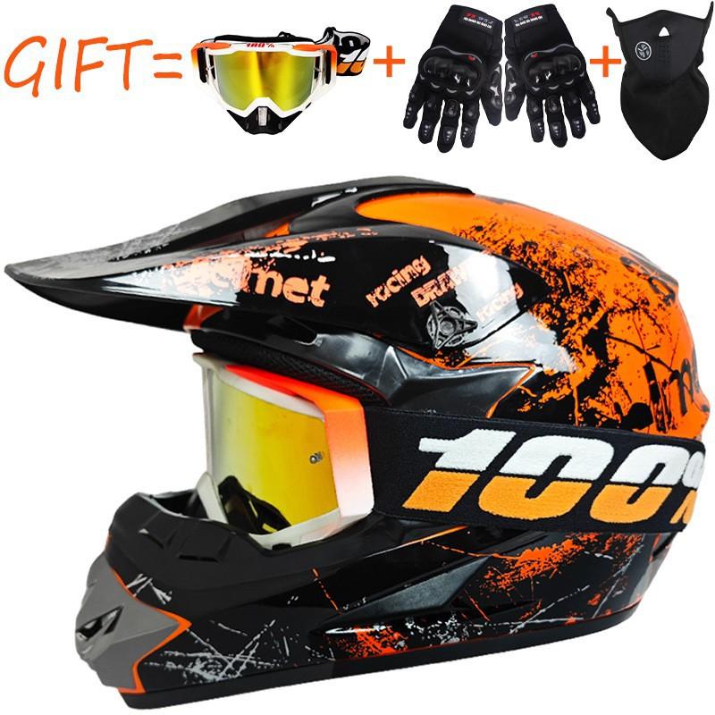 Equipped With 100% Goggles + Gloves Mask Off-road Helmet Mountain Biking Downhill Youth Go-kart