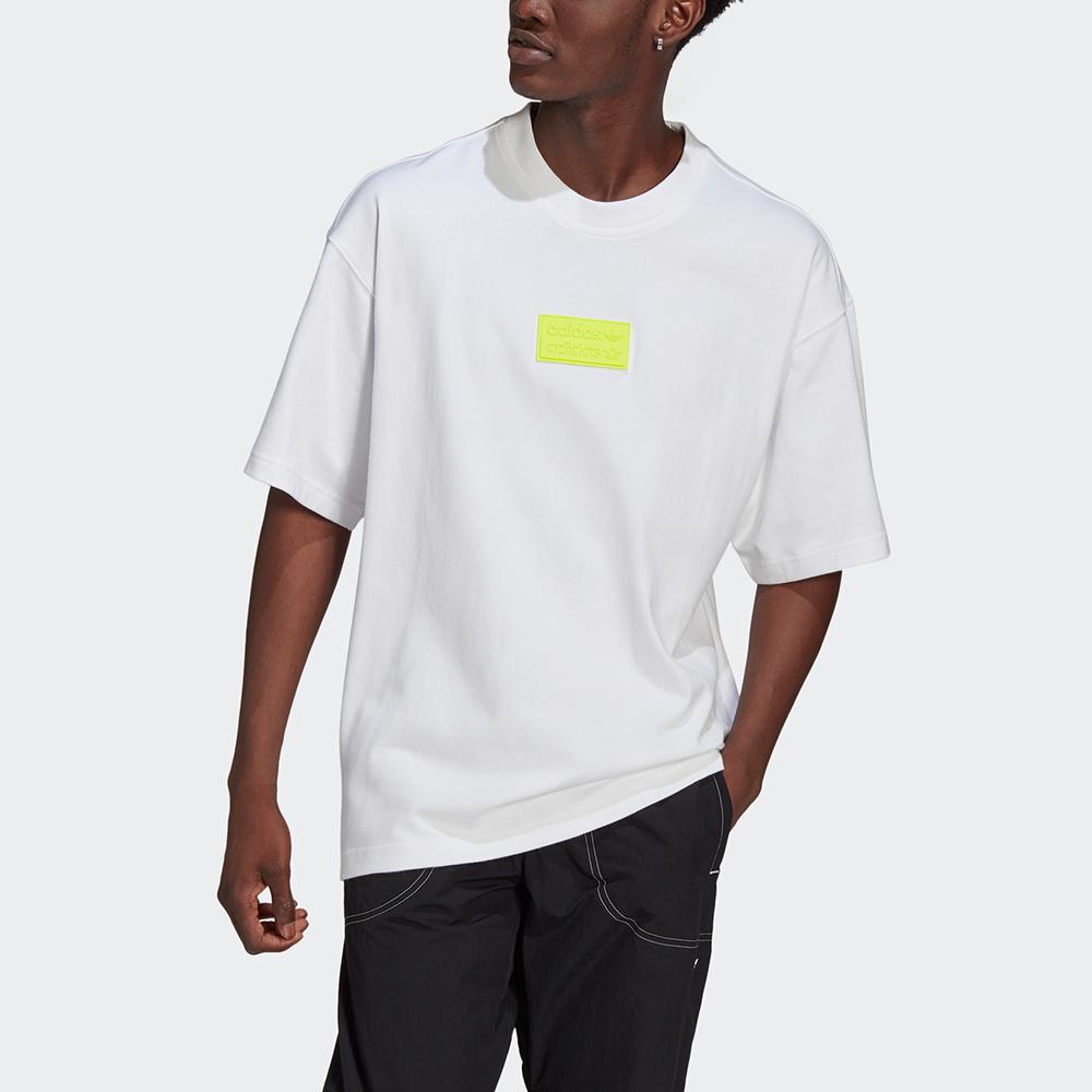 Adidas Originals Trefoil Oversized Silicon Logo Crew Neck Sport Short Sleeve T-Shirt Men Tops White GN8050