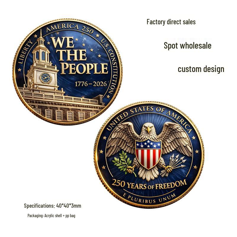 250th Anniversary Bald Eagle & Independence Hall Commemorative Metal Coin 40x40x3mm золотой