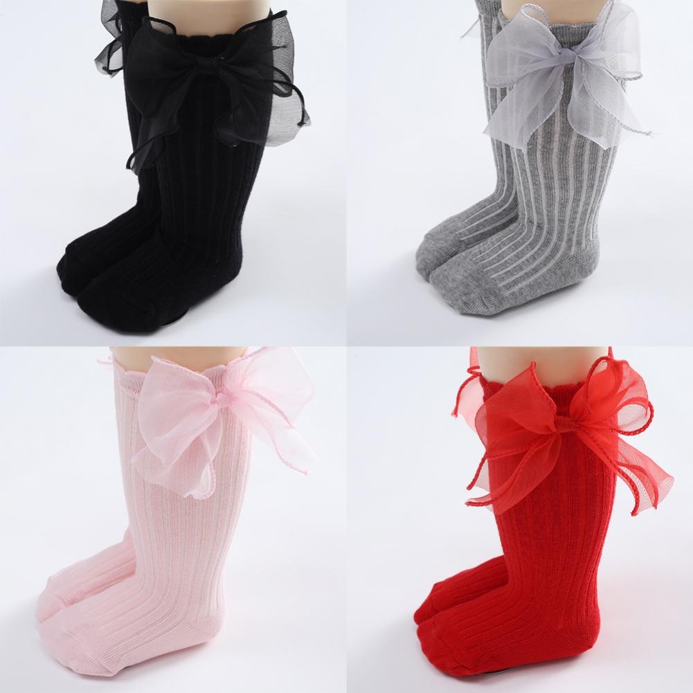 Toddlers Socks Autumn Spring Children Girls Knee High Long Sock Cotton Big Bow Princess Style Children Floor Socks 0-3Y