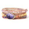 Natural stone amethyst multi-layer leather hand-woven winding bracelet bracelet jewelry Bohemian