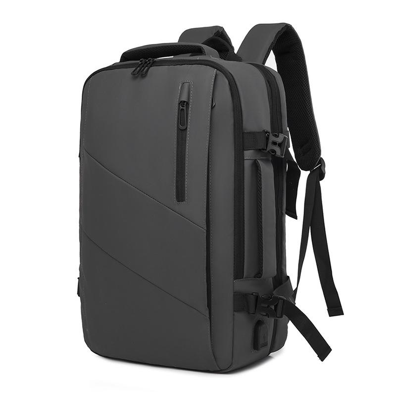 

Multifunctional Leather Backpack with Expandable Capacity темно-серого