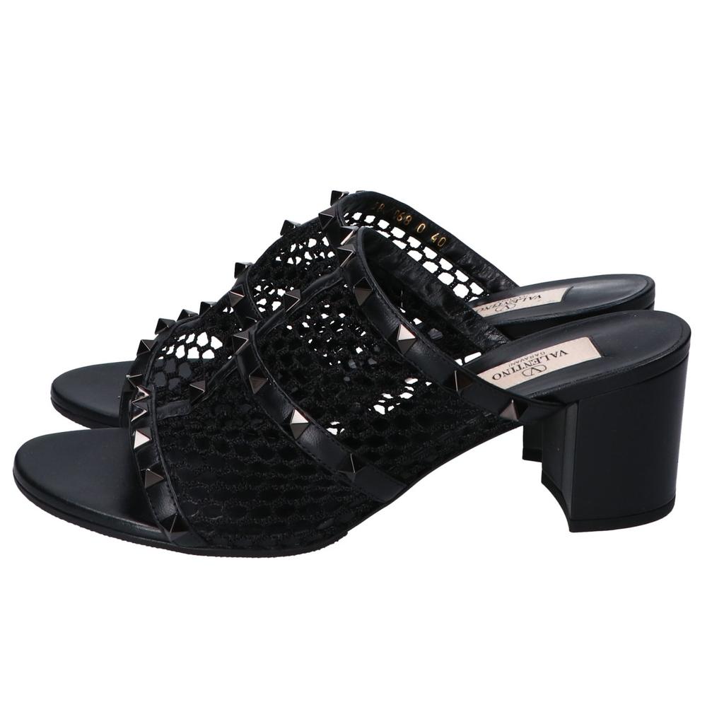 VALENTINO RockStuds Mesh Slide Sandals shoes 40 blackUsed