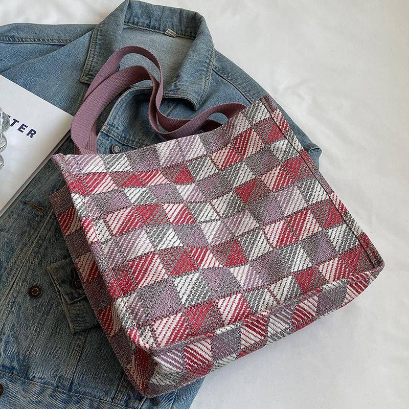 Canvas Bag Large Capacity Women's Summer High-end Fashion One-Shoulder Armpit Bag College Student Commuter Tote Bag