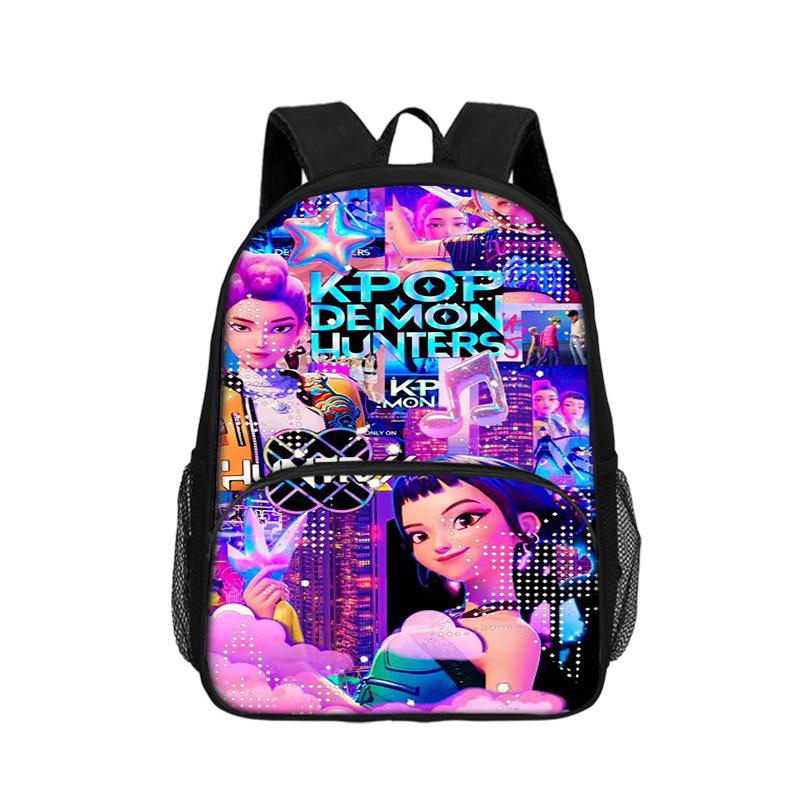 

Дитячий рюкзак KPop DemonHunters з передньою кишенею, рюкзак 16 дюймів з накладною кишенею 16 inch sticker bag