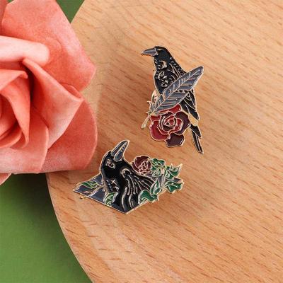 Jewelry Punk Lapel Pin Gothic Bag Brooches Metal Brooch Crow Raven Badges Cartoon Badges Enamel Pin