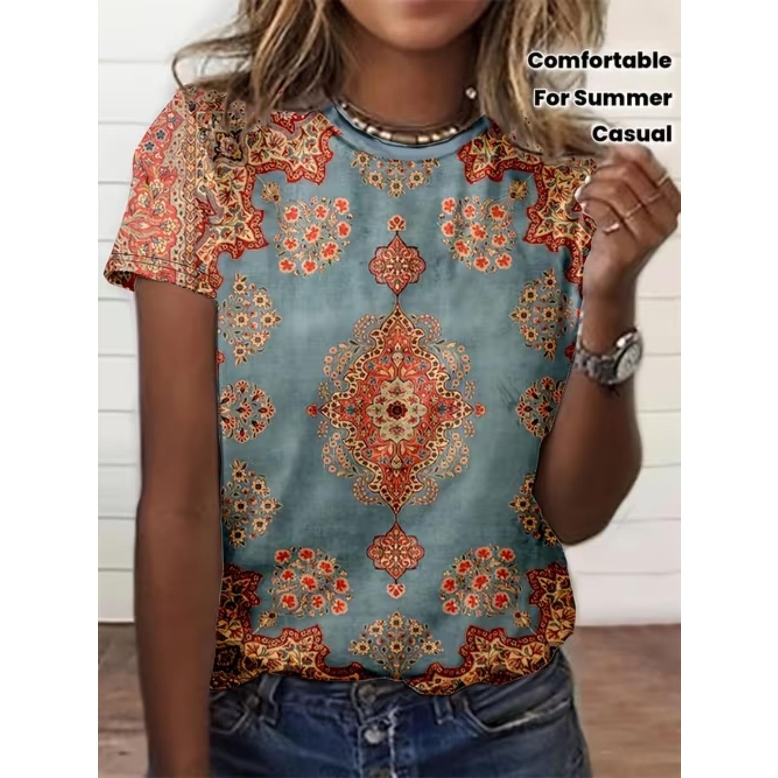 

Fashion Women Texture Tie Dye Print T Shirt Funny Casual O-neck Short Sleeves T-shirt Summer Female Tee Shirt 8XL коричневий