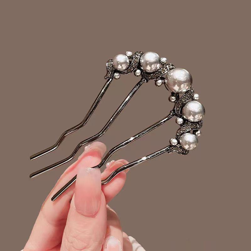 

Hair Fork Clip for Women Decorative Hairpin with Pearl Embellishments Metal Hair Accessories for Styling and Securing Hair One Size