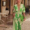 2024 Spring Women's V-Neck Short-Sleeve Printed Jumpsuit