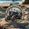 Retro Farmhouse Tractor Metal Sign, 7.87 Round Rustic Wall Decor for Garage Man Cave Bar Pub