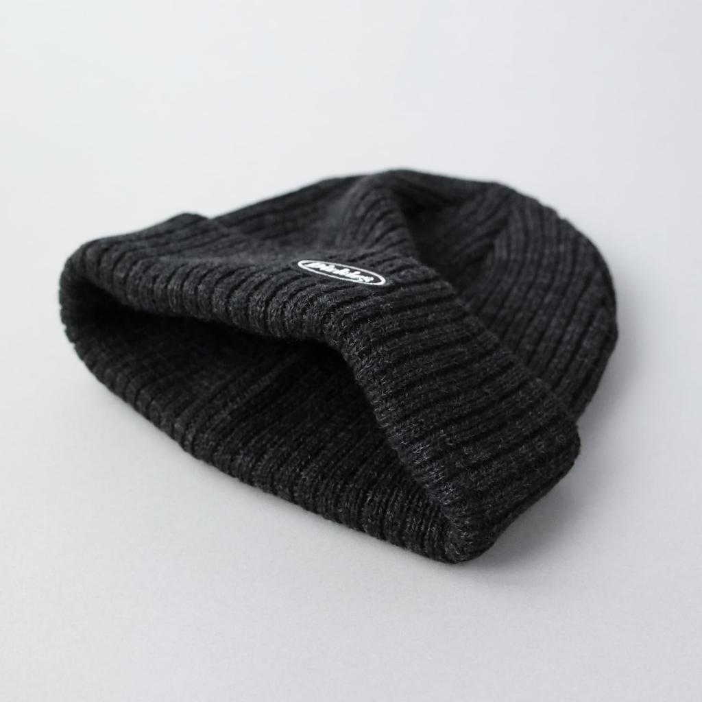 Dickies X CALIF Collaboration Beanie with Logo Patch Unisex Acrylic Beanie Solid Color Charcoal Mix 006 Rib-Knit - Men's, Women's, - - -