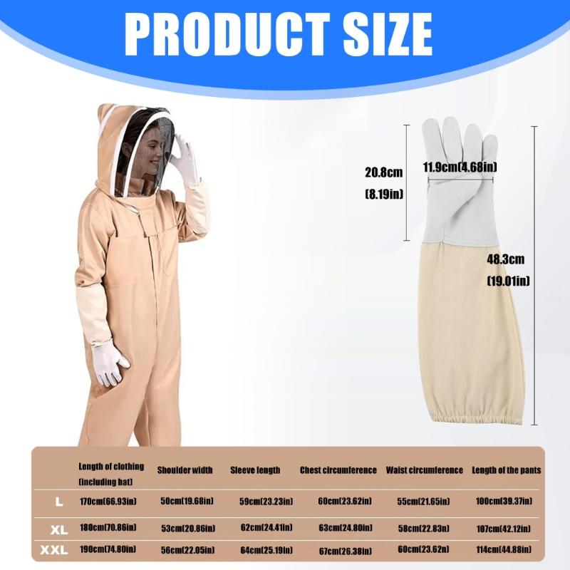 Beekeeping Protective Gear Entire Body Suit Ventilated Fabric Flexible Cuffs Detachable Neighborhood Beekeeping Clothing For Gardening Beekeepers