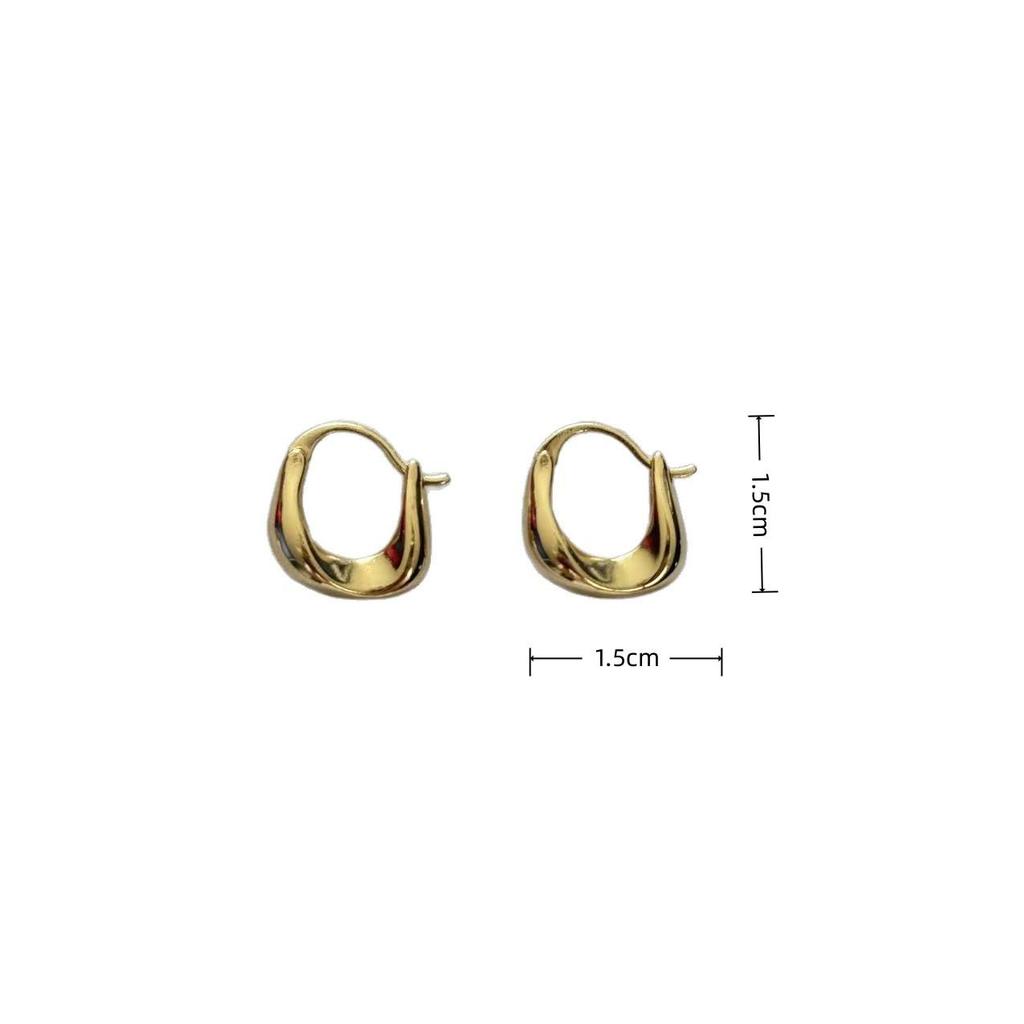 Minimalist Gold Geometric Ear Hoops - Simple Copper Ear Cuffs for Women, Elegant Light Luxury Earrings