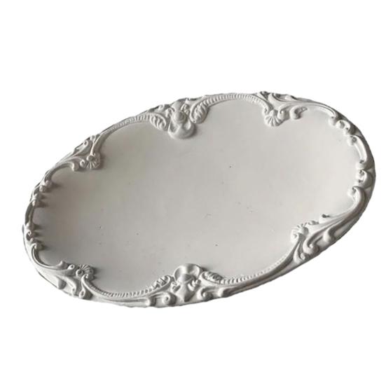 Embossed Jewelry Tray, Vintage Small Trinket Holder Dish for Rings, Necklaces, Bracelets, Keys, Decorative Dresser Storage Organizer Tray for Women,