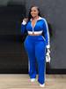 TW768 Women's Casual Color Block Zipper Crop Top & Slim Fit Pants Set