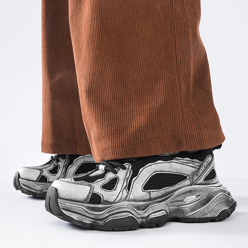 Daddy Shoes Men's Autumn Leather Surface Breathable New Fashion Trend Versatile Platform Running Shoes Casual Sports Trendy Shoes