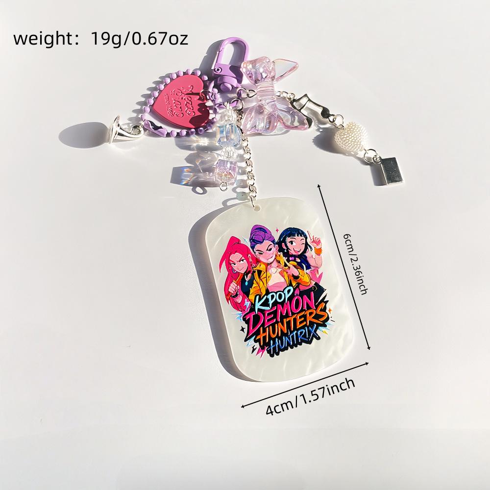 Pink Heart Bow KPOP Demon Hunter Girl Group Keychain Charm