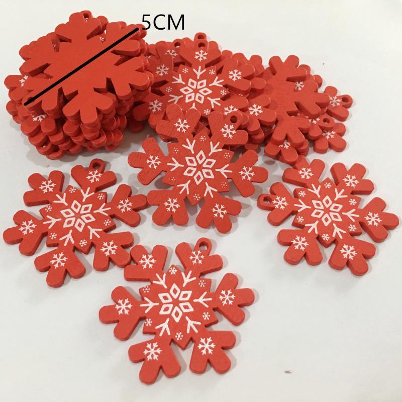 100PCS/Set Natural Wooden Christmas Ornaments Hanging Pendants Kids Toys Snow Elk Chirstmas Tree CDN