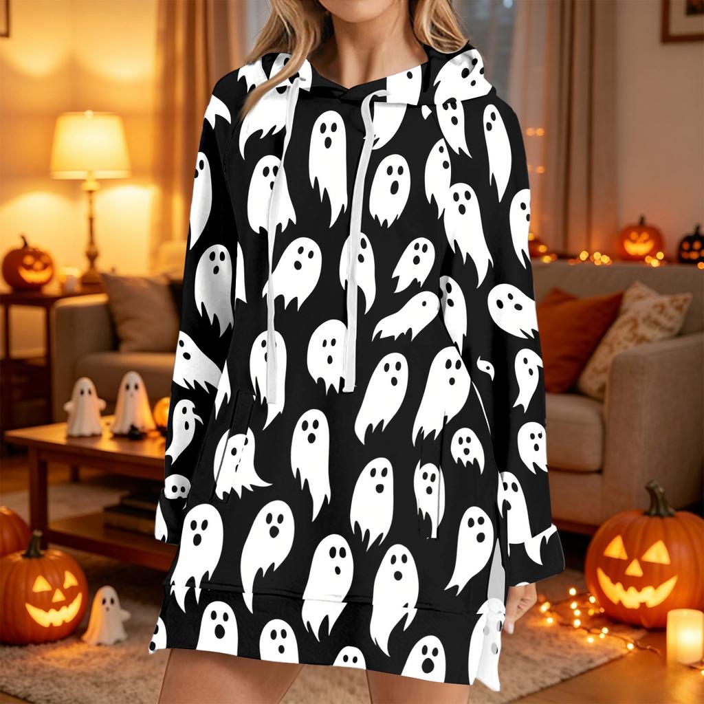 Women's Casual Long Sleeve Halloween Print Hoodie Pullover Top