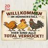 Vintage 3D Chicken Metal Poster Wall Decor 20x30cm for Cafe