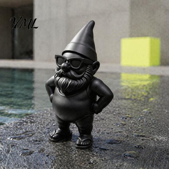 Creative Holiday Gifts for Friends 3D Printed Beach Gnome Statue with Swimsuit Sunglasses, Waterproof Decorative Artistic Bay Window Decor Figurine
