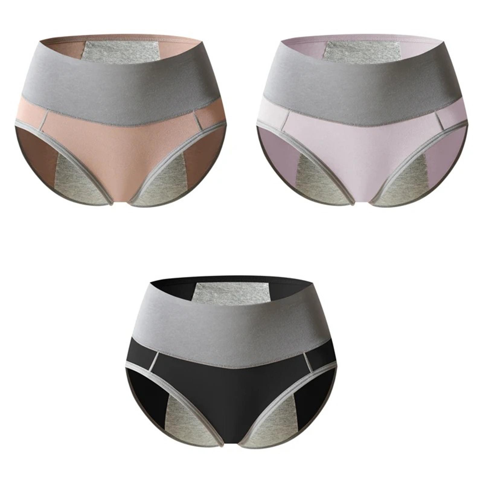 

3-Pack High Waist Women s Leak-Proof Menstrual Cotton Underwear Plus Size Nude Pink Black S