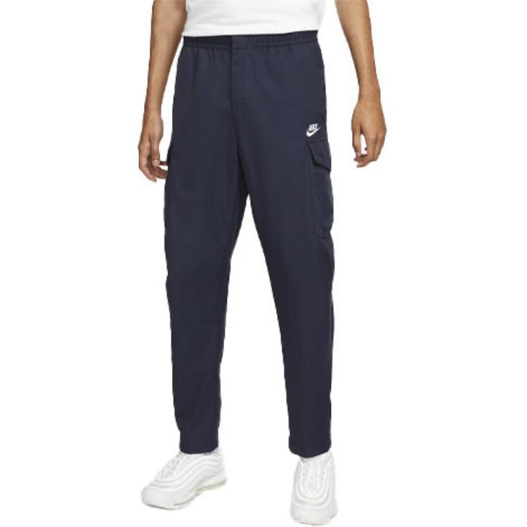Nike Sportswear Logo Embroidered Straight Leg High Waist Sports Pants Men Bottoms Blue DD5207-410