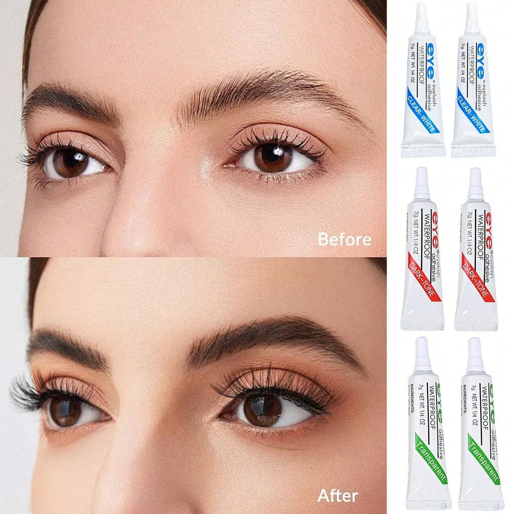 1/3/5 Pcs Eyelash Glue, Available In White/Black/Transparent, Bundled With 7g Eyelash Extensions. Qu