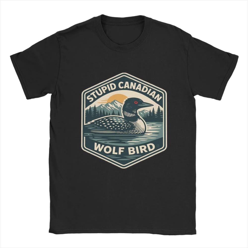 Vintage TShirt Beach Stupid Canadian Wolf Bird Hippie Men Women TShirts Cotton Tee Shirt Aesthetic Big Size Short Sleeve Tops