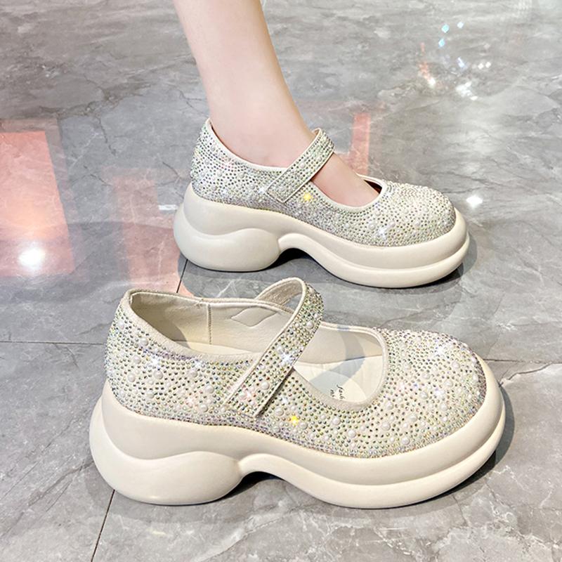 Summer New Casual Platform Sneakers Luxury Water Diamond Sandals Explosive Velcro Mary Jane Women's Shoes Designer Beach Sandals