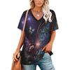 Seksowny kotek kwiatowy nadruk dekolt w serek vintage koszulka dla nastolatków koszulki unisex ubrania vintage streetwear codzienny styl moda streetwear y2k topy