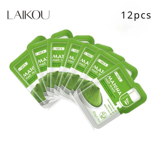 

12 пакетиков освежающей маски с грязью матча — по 5 г каждый — глубокое очищение и увлажнение 12pcs