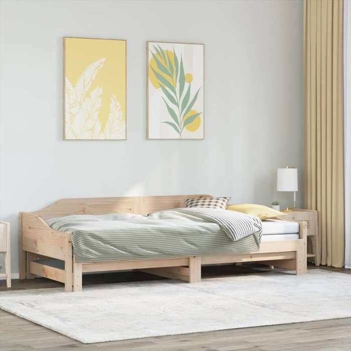 VidaXL Daybed with Trundle Bed 80x200 Cm Solid Pine Wood, Sofa Bed, Guest Bed, Wooden Daybed, Bed of 850902