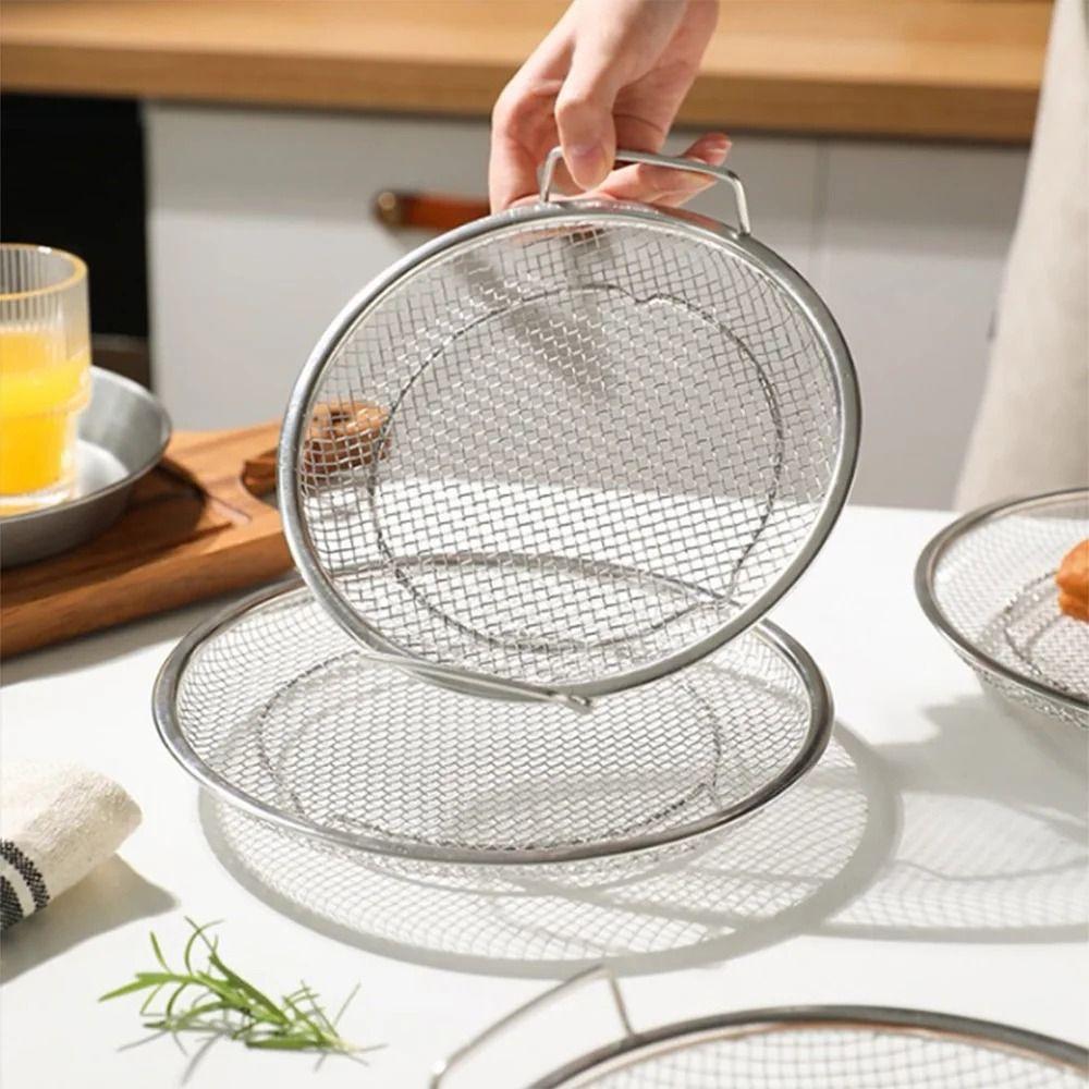 Stainless Steel Mesh Drain Basket Round Oil Residue Filter Plate Cooking Oil Strainer Frying Food