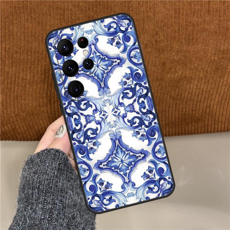 

Azulejo Phone Case For Samsung Galaxy S25 Ultra S9 S10 S20 FE S21 S22 S23 Plus S24 Ultra Back Cover Galaxy S24