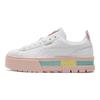 Puma Baskets basses Mayze Pop Rétro à semelle épaisse augmentant la hauteur, respirantes, pour femmes, Blanc Lotus-Rose 381889-01