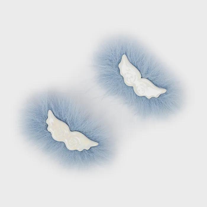 Fur Hair Pin (skyblue)