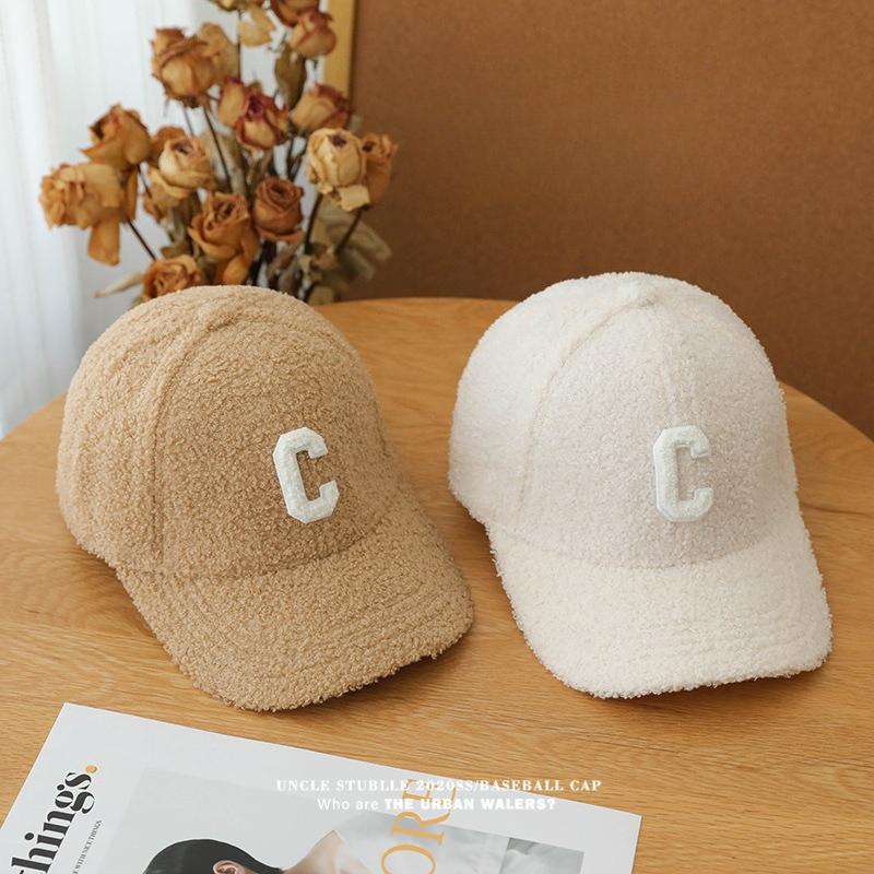 Autumn and Winter New Hard Top Sherpa Baseball Cap Girls Thickened Warm Hat Cute Face Little Duck Cap