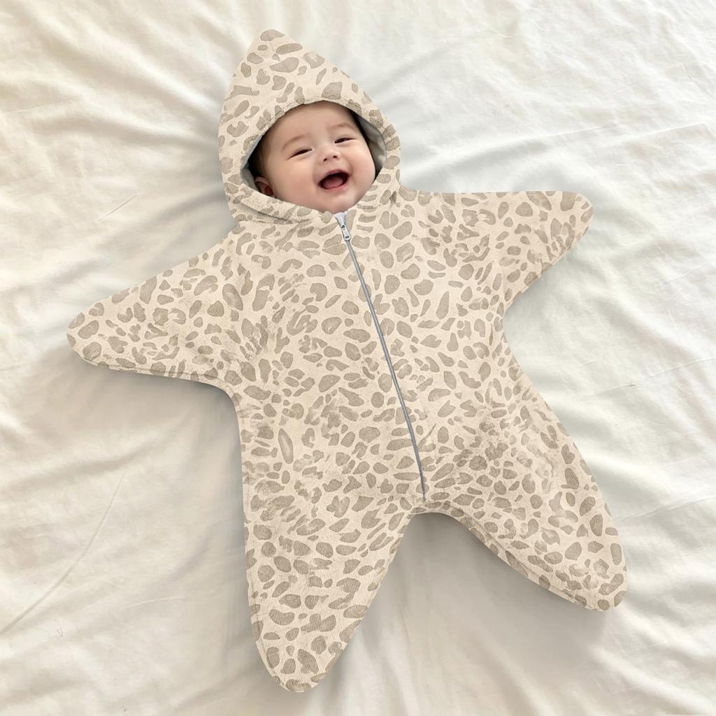 Infant Flannel Swaddle Blanket with Leopard and Polka Dot Print and, Sleep Sack Wrap, Cozy Travel Swaddle for Outdoor Use