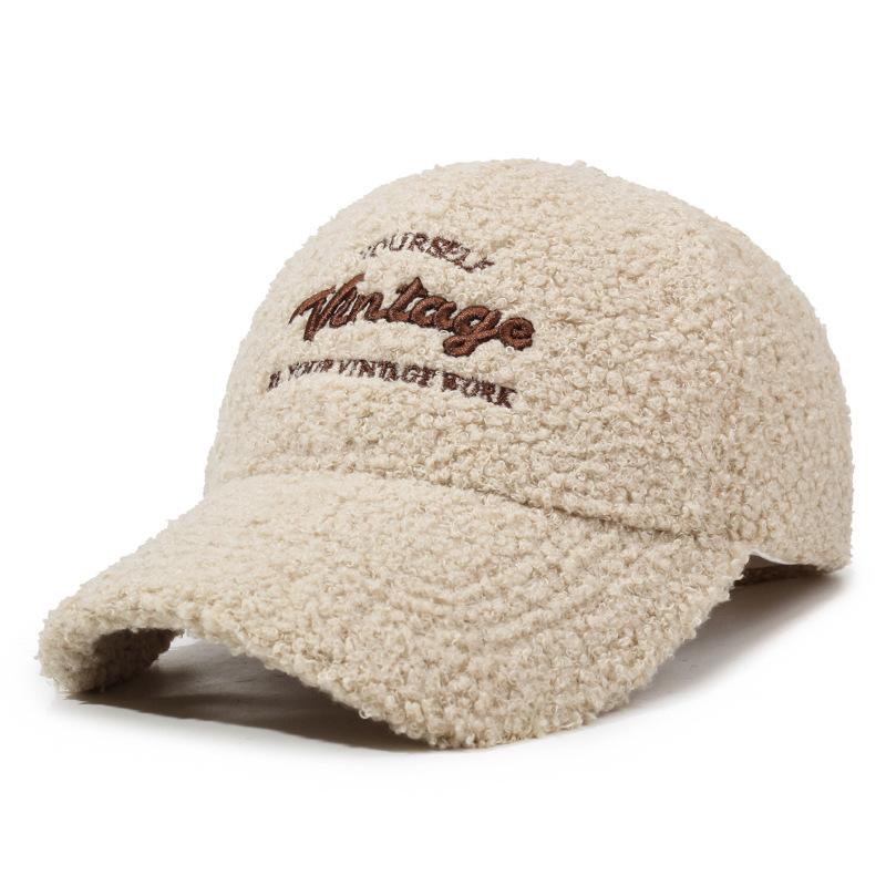 1 Piece Women s Multicolor Fleece Baseball Cap, Thickened Warm Duckbill Hat for Autumn and Winter 56-60cm бежевый
