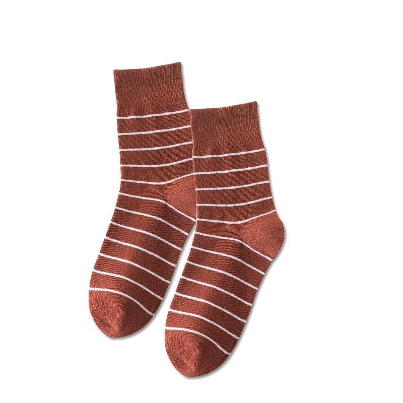 Damskie Wiosenne i Jesienne Nowe Klasyczne Paski Styl College Oddychające Bawełniane Skarpety