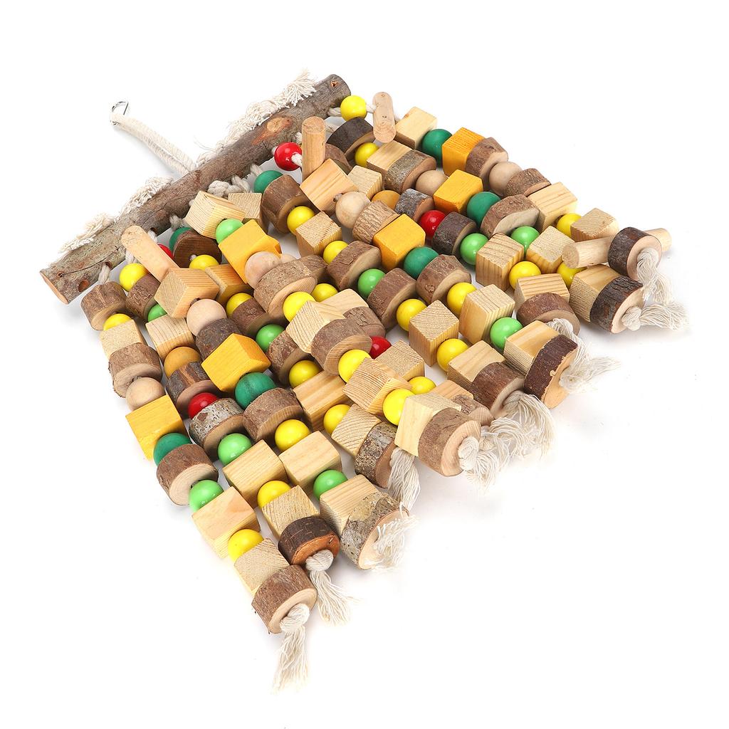 Hanging Chewing Toy Multicolored Natural Wooden Bird Tearing Blocks for Large ParrotL