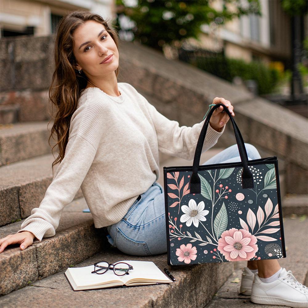 Elegant Floral Printed Casual Shoulder Tote Bag For Daily Shopping And Outdoor Commute Use