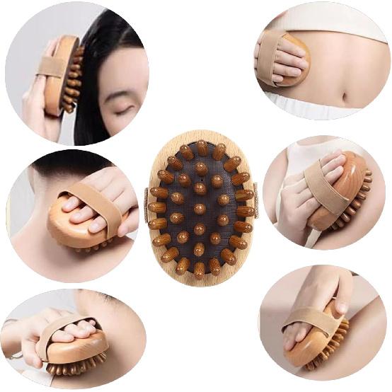 Natural Wooden Handheld Wood Therapy Massage Tool, Used for Fat and improving Lymphatic Blood Circulation, Dry Brush for Removing Dead Skin, SPA