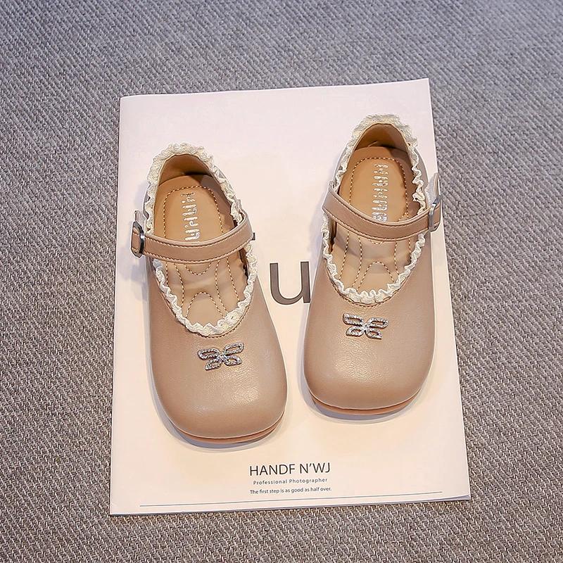 

Girls Leather Shoes Sweet Lace Soft Kids Flat Shoes Princess Style New Fashion Children Dance Shoes Round Toes Ins Trendy 24
