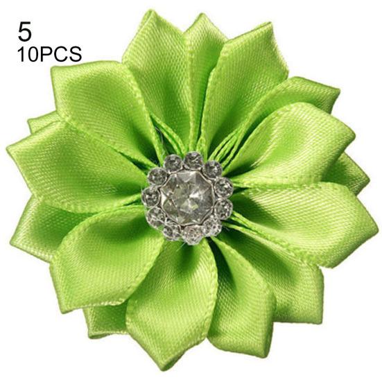 10 stk 4 cm satengbånd blomster skinnende rhinestone applikasjoner DIY bryllupshåndverk
