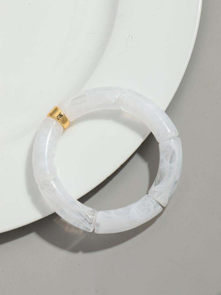 Bohomia Acryl-Design-Stil, klobiges, stapelbares Bambus-Armband für Frauen, Boho, elastisch, bunte Röhrenperlen-Armbänder, 2024 Schmuck