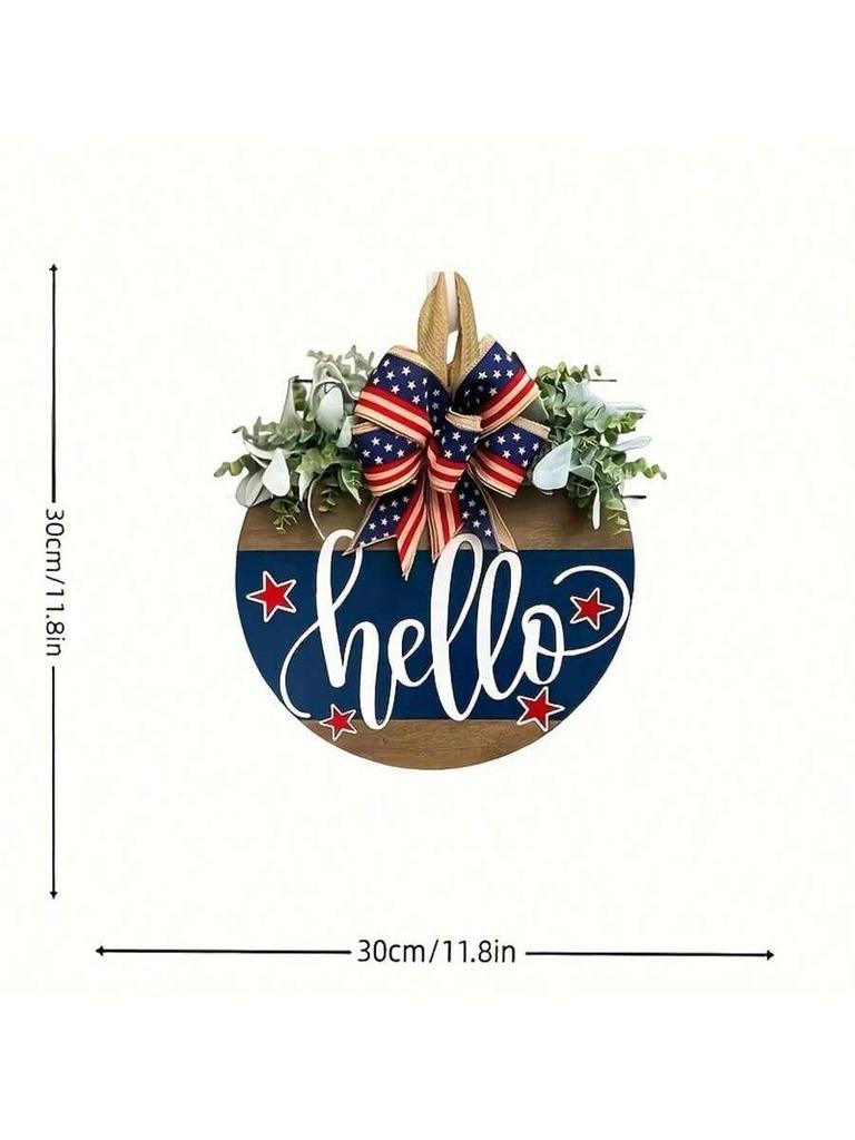 1 decorative Hello doorplate, wreath decoration doorplate, wooden handicraft pendant, American celebration